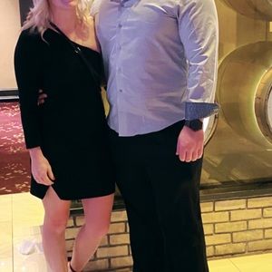 One sleeve black dress